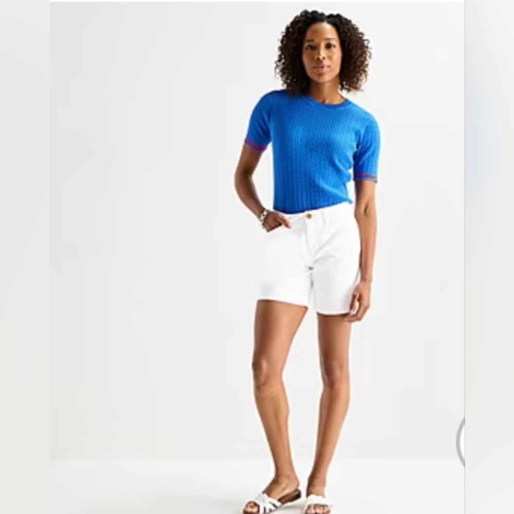 St. John's Bay Chino Shorts Off White Color 4 Pockets Size 6